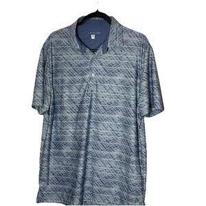 Hickey Freeman Men's Golf Polo Shirt Blue Geometric  Size Medium